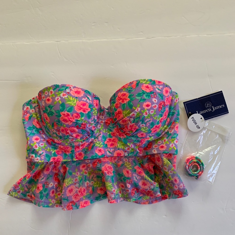 Lauren James swimsuit top small S New NWT Pink Floral RARE HTF GORGEOUS
